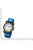 Bracelet montre avec bracelet en tissu bleu, boîtier noir et cadran blanc