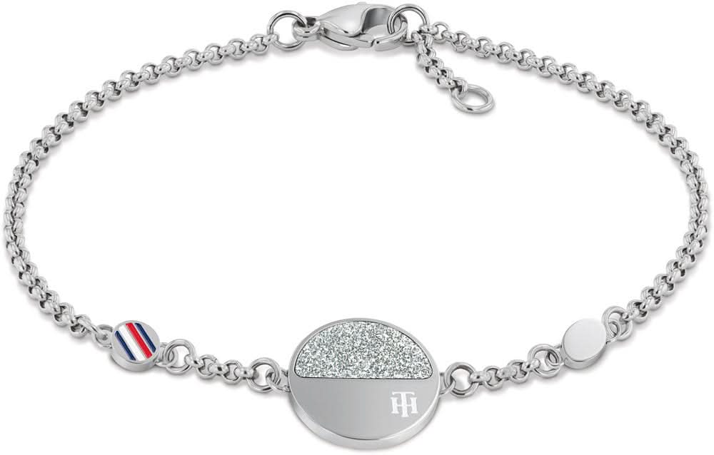 Bracelet en acier inoxydable avec chaîne à maillons et pendentif Tommy Hilfiger, avec un petit détail de drapeau