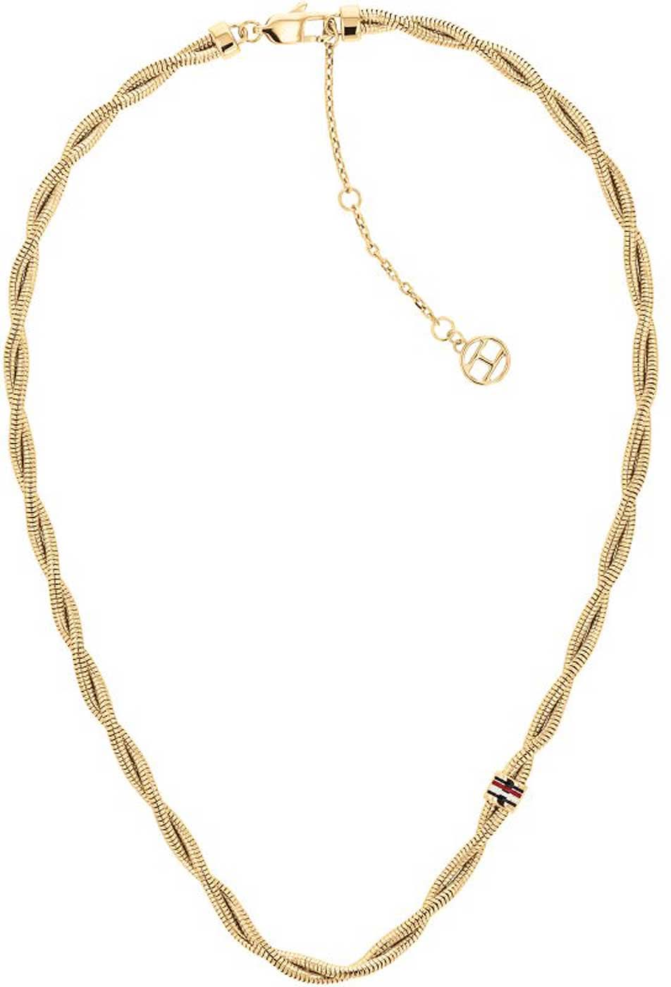 Collier serpent avec maillons torsadés, finition dorée, fermoir mousqueton