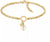 Bracelet chaîne doré avec breloque perle et médaille ronde