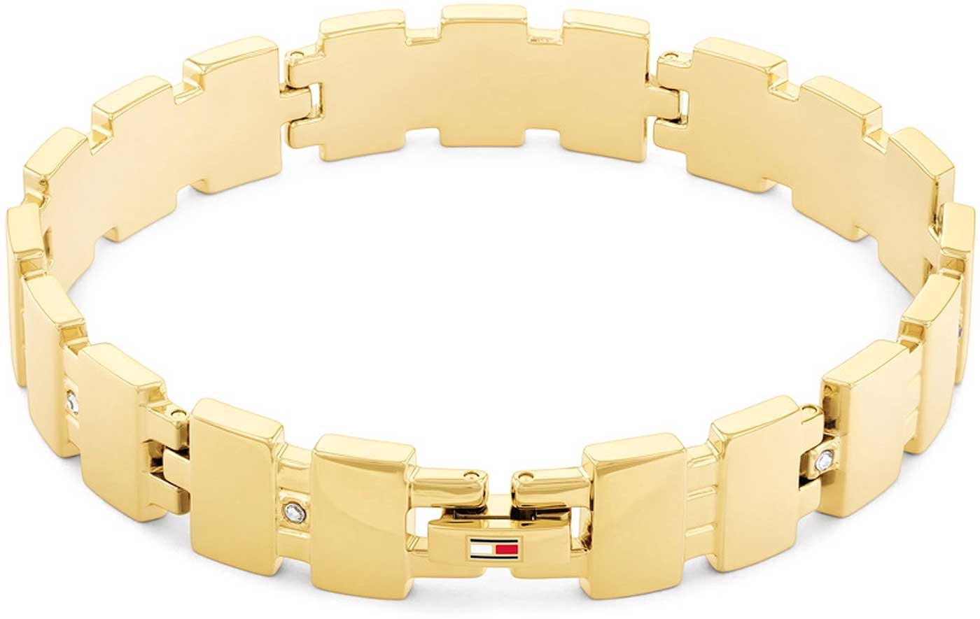 Tommy Hilfiger Gliederarmband mit goldfarbenen Metallgliedern und Kristall-Details