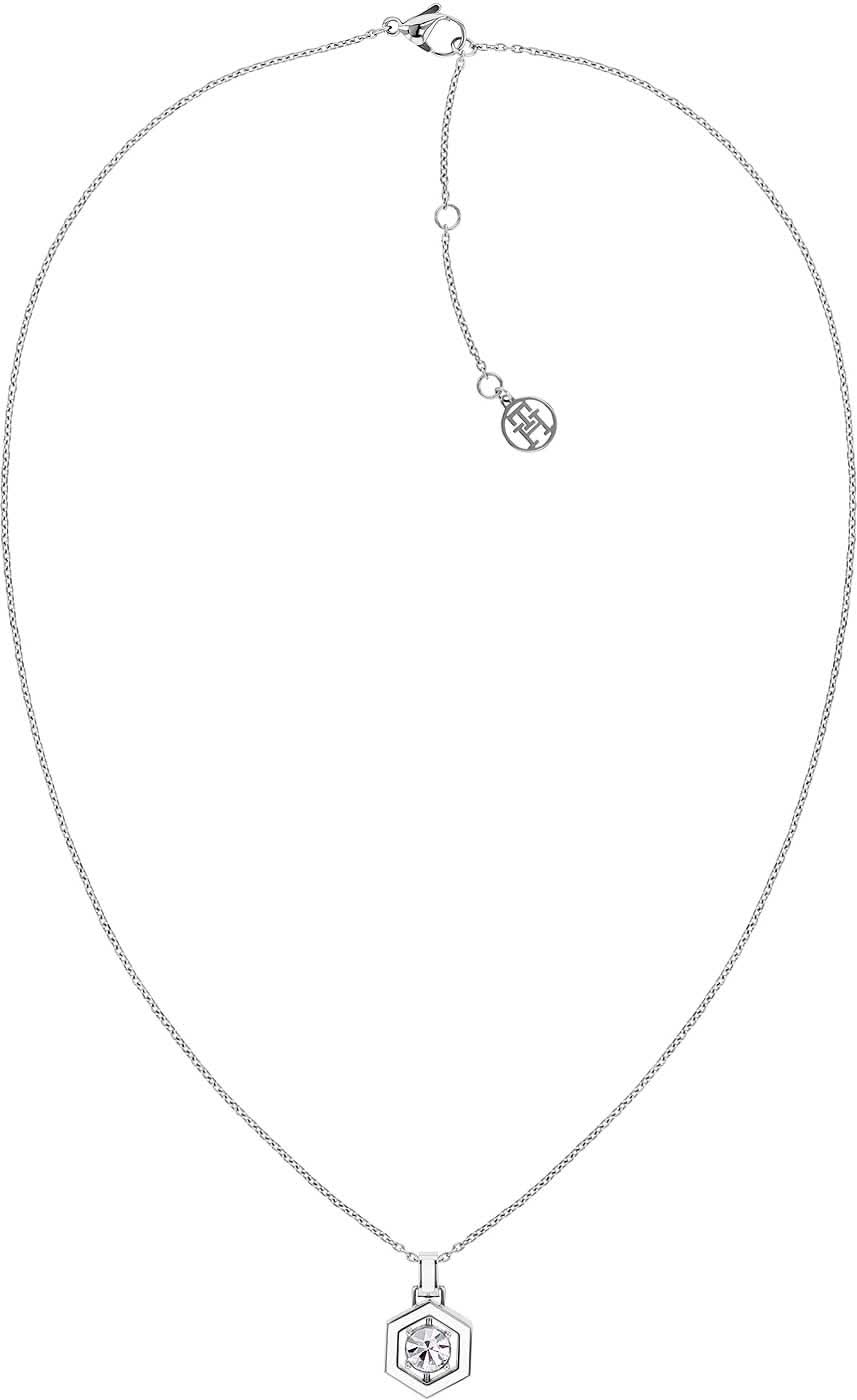 Silberfarbene Ankerkette mit geometrischem Anhänger