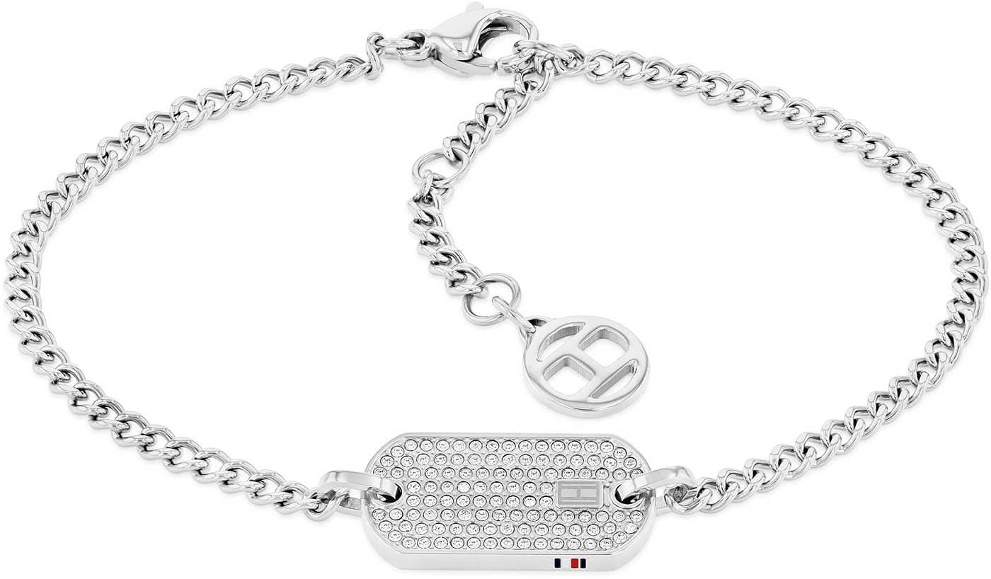 Collier avec chaîne gourmette et pendentif dog tag, Tommy Hilfiger, argenté