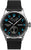 Bracelet de montre pour homme avec cadran noir, index bleus et bracelet en cuir noir