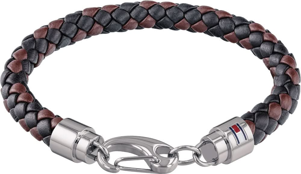 Bracelet en cuir Tommy Hilfiger avec bande tressée et fermoir argenté