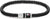 Geflochtenes schwarzes Lederarmband mit silberner Verschlussplatte und Tommy-Hilfiger-Logo