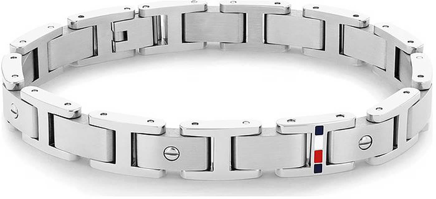 Bracelet à maillons pour homme Tommy Hilfiger, bracelet en acier inoxydable argenté avec inserts colorés