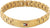 Gliederarmband aus Edelstahl mit goldfarbenen Gliedern, Logo und Flaggenanhänger