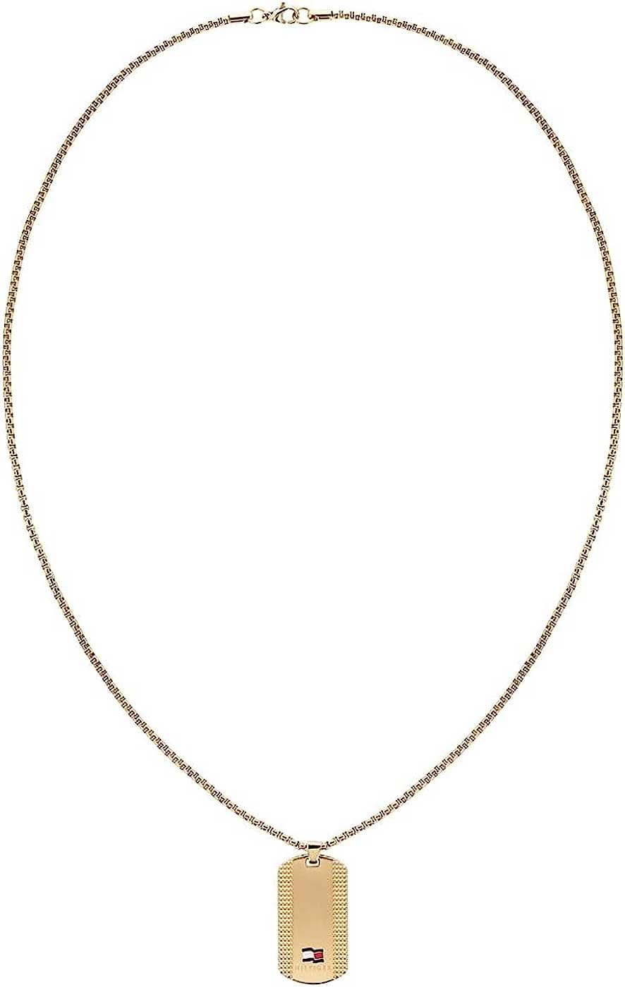 Venezianerkette mit rechteckigem Anhänger, goldfarbene Gliederkette