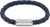 Bracelet en cuir tressé, bleu marine tressé, fermoir argenté avec inscription Hilfiger