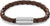 Geflochtenes Lederarmband in dunkelbraun mit silbernem Mittelstück und Gravur