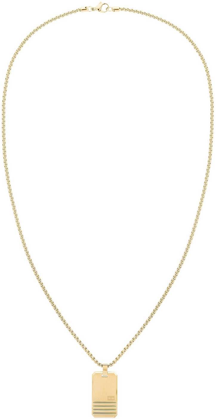 Goldene Venezianerkette mit rechteckigem Anhänger und Reliefstreifen