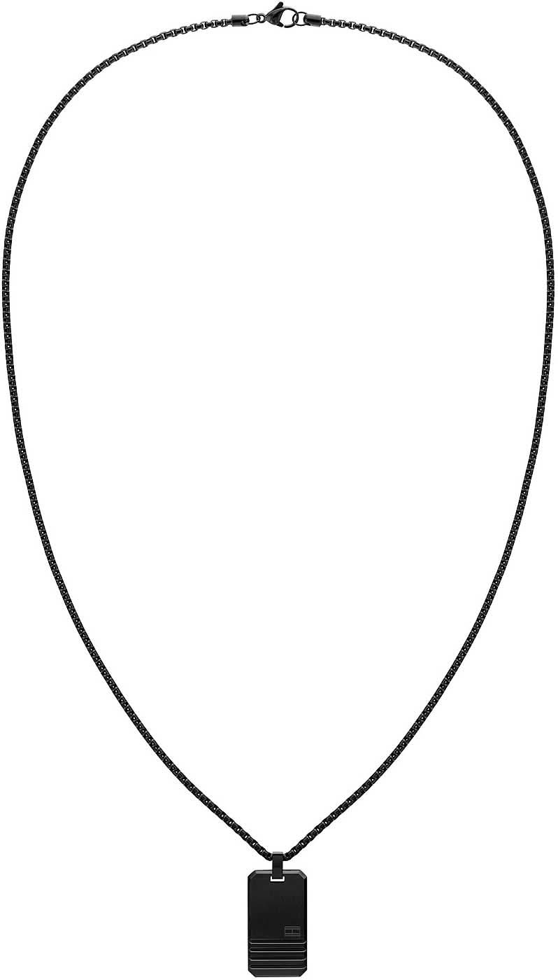 Collier vénitien avec pendentif : chaîne sombre et partie pendentif rectangulaire