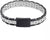 Gliederarmband aus Edelstahl mit silbernen Gliedern und schwarzem Klappverschluss