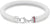 Bracelet Tommy Hilfiger tressé en silicone, blanc tressé, fermoir argenté à rayures colorées