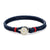 Herrenuhr mit geflochtenem Lederarmband und Anker-Motiv, rundes Zifferblatt