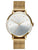 Damenuhr mit goldenem Milanaise-Armband und weißem Zifferblatt, runden Indexen