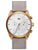 Herrenuhr mit bronzefarbenem Gehäuse, grauem Zifferblatt und grauem Lederarmband