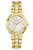 Bulova Damenuhr mit goldfarbenem Armband, weißem Zifferblatt und Datumsanzeige