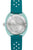 Bulova Herrenarmbanduhr mit Rückseite und blaugrünem Armband, sichtbare Gravur