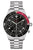 Herrenuhr mit schwarzem Chrono-Zifferblatt, roter Lünette und Edelstahlband