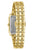 Bulova Damenarmbanduhr von der Seite mit geöffnetem Gehäuseboden und goldfarbenem Band