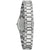 Bulova Damenarmbanduhr Seitenansicht mit Krone und silbernem Metallgehäuse