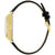 Herrenuhr mit goldfarbenem Gehäuse und schwarzem Lederarmband, Seitenansicht mit Krone