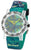 Bracelet de montre pour homme avec bracelet textile vert, boîtier argenté et cadran à motif carte
