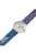 Montre enfant avec bracelet spatial bleu et cadran rond, vue en biais