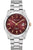 Bulova Automatikuhr mit weinrotem Zifferblatt, goldenen Zeigern und Edelstahlarmband