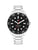 Tommy Hilfiger Herrenuhr mit schwarzem Zifferblatt, silbernes Edelstahlarmband