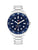 Tommy Hilfiger Armbanduhr mit silbernem Metallband und blauem Zifferblatt
