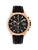 Roségoldfarbene Herren-Armbanduhr mit schwarzem Zifferblatt und schwarzem Lederarmband