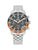 Tommy Hilfiger Herrenarmbanduhr: silbernes Metallband, schwarzes Zifferblatt, orange Akzente
