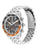 Tommy Hilfiger Herrenarmbanduhr mit silbernem Edelstahlband, schwarzem Zifferblatt und orangefarbener Lünette