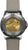 Montre homme en titane : fond transparent avec mouvement apparent et bracelet en cuir gris