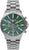 Bracelet de montre pour homme avec cadran vert, sous-cadrans chronographes et bracelet en métal