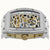 Herrenarmbanduhr mit skelettiertem Zifferblatt, silbernem Gehäuse und Krone