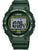 Digitale Herrenuhr, grünes Silikonarmband, rundes Display, gelber Ring, 10 BAR