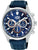 Herren-Chronographenuhr von Lorus mit dunkelblauem Lederarmband und blauem Ziffernblatt