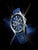 Herren-Chronographenuhr von Lorus, blaues Ziffernblatt, dunkelblaues Armband, seitliche Krone