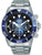Herren-Armbanduhr mit Chronograph, blau-schwarzem Zifferblatt und Edelstahlarmband