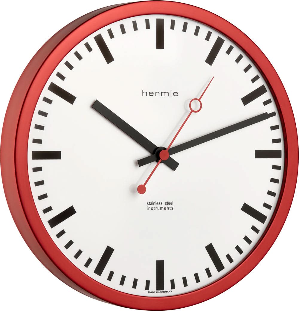 Horloge murale Hermle Ø 30 cm acier inoxydable • Radio-pilotée • Élégance intemporelle
