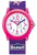 Kinderuhr mit Lernziffern, pinkem Gehäuse und weißem Zifferblatt, lila Armband