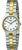 Montre pour femme avec cadran rond (blanc) et chiffres romains, bracelet bicolore, Boccia