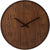 Horloge murale en bois avec chiffres romains, aiguilles noires et boîtier en bois marron