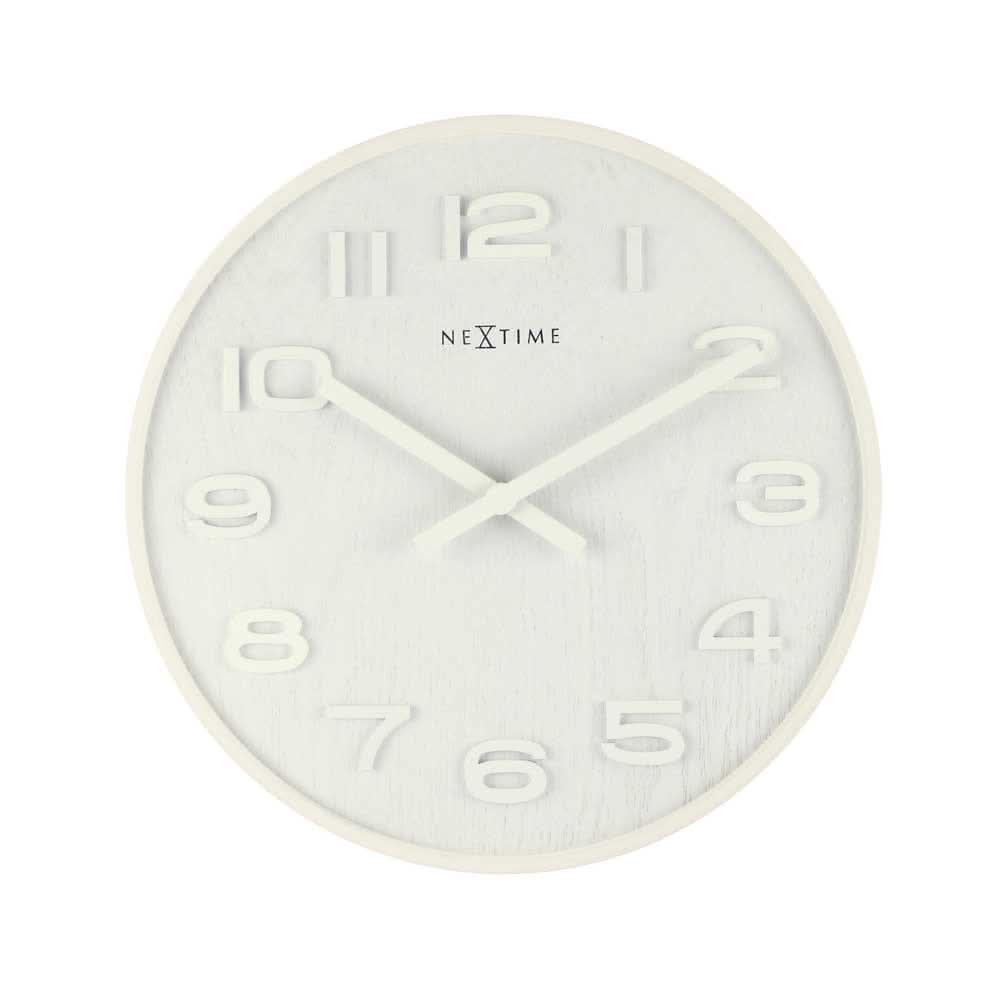 Horloge murale en bois clair, aiguilles et chiffres croisés, ø 35 cm