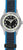 Kinderuhr mit Edelstahlgehäuse, schwarzem Zifferblatt und blauem Textilband mit Klettverschluss