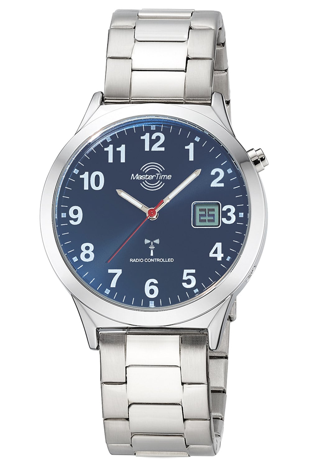 Herrenarmbanduhr mit blauem Zifferblatt, analog-digital und Edelstahlband